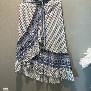 Christian Siriano Asymmetrical Blue and White Skirt